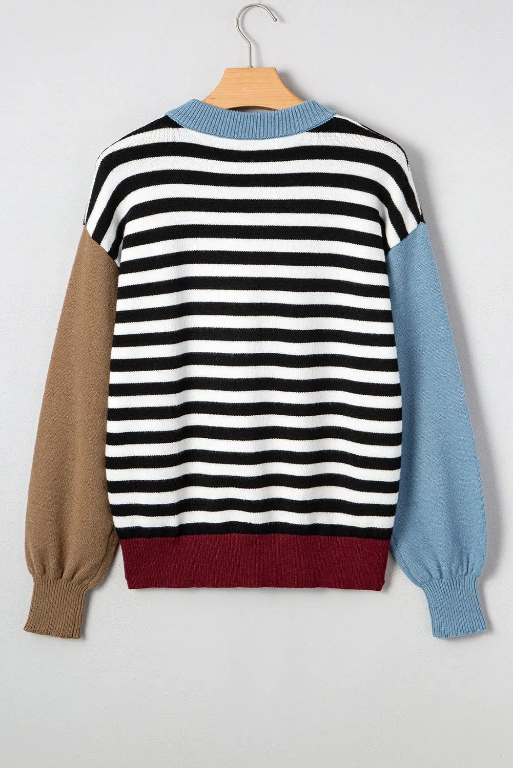 Black Striped Panel Colorblock Sleeve Chic Cozy Sweater Dear-Lover Dropshipping